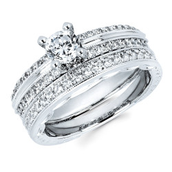 Diamonds White Gold 3/4ct TDW Classic Diamond Bridal Set - Handcrafted By Name My Rings™