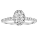 Diamonds White Gold 3/4ct TDW Oval Diamond Wedding Engagement Bridal Ring Set - Handcrafted By Name My Rings™