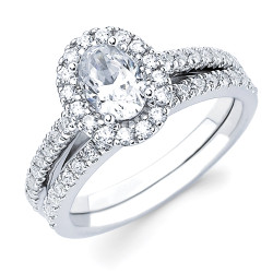 Diamonds White Gold 3/4ct TDW Oval-cut Diamond Bridal Set - Handcrafted By Name My Rings™