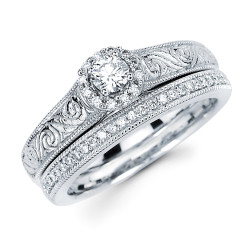 Diamonds White Gold 3/8ct TDW Diamond Bridal Set - Handcrafted By Name My Rings™