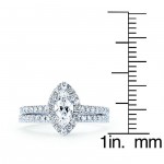Diamonds White Gold 4/5ct TDW Marquise Diamond Halo Wedding Engagement Bridal Ring Set - Handcrafted By Name My Rings™