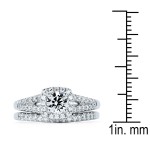 Diamonds White Gold 7/8ct TDW Diamond Halo Bridal Set - Handcrafted By Name My Rings™