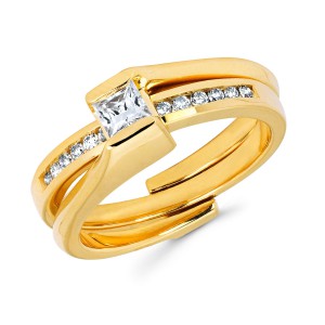Diamonds Gold 1/4ct TDW Princess-cut Diamond Bridal Set - Handcrafted By Name My Rings™