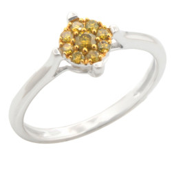 Brand New 0.19ct Round Brilliant Cut Yellow Color Trated Diamond Engagement Ring - Handcrafted By Name My Rings™