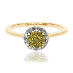 Brand New 0.25 Ctw Round Briliant Cut Yellow Color Diamond With Natural Diamond Engagement Ring - White I-J - Handcrafted By Name My Rings™