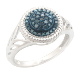 Brand New 0.25ct Round Brilliant Cut Blue Color Traterd Diamond Designer Engagement Ring - Handcrafted By Name My Rings™