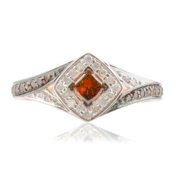 Brand New 0.52 Carat Princess and Round Shaped Cognac Diamond with Diamond Engagement Ring - Handcrafted By Name My Rings™