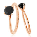 Brand New 1.25 Carat Promg Set Round Black Diamond Solitaire Engagement Ring - Handcrafted By Name My Rings™