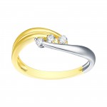 Brand New 3-Stone Round Brilliant Cut Natural Diamond Two Tone Engagement Ring - White G-H - Handcrafted By Name My Rings™