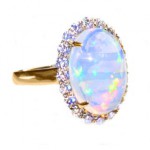 Gold Opal and 1 1/5ct TDW Diamond Ring - Handcrafted By Name My Rings™