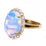 Gold Opal and 1 1/5ct TDW Diamond Ring - Handcrafted By Name My Rings™