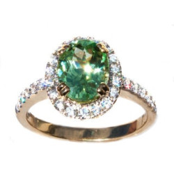 Two-tone Gold Merelani Mint Garnet and Diamond Ring - Handcrafted By Name My Rings™