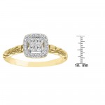 Gold Diamond Halo Engagement Ring - Handcrafted By Name My Rings™