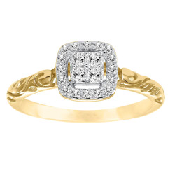Gold Diamond Halo Engagement Ring - Handcrafted By Name My Rings™