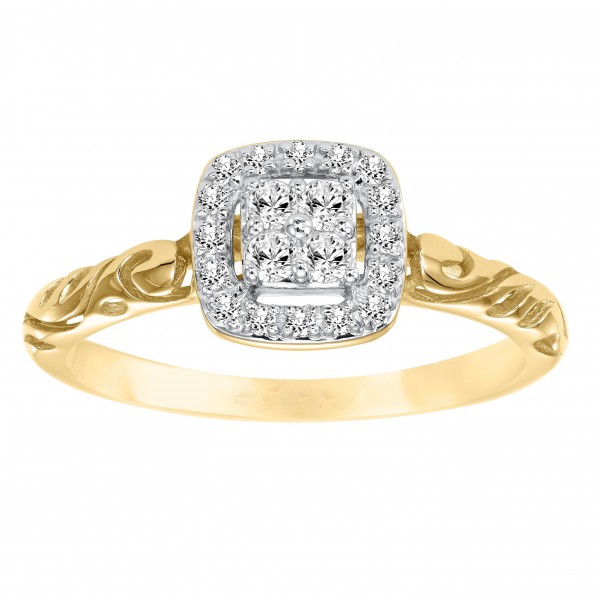 Gold Diamond Halo Engagement Ring - Handcrafted By Name My Rings™