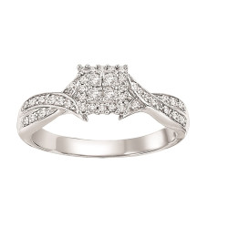 White Gold 1/ 4ct TDW Diamond Square Engagement Ring - Handcrafted By Name My Rings™