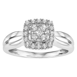 White Gold 1/ 4ct TDW Princess Diamond Square Halo Engagement Ring - Handcrafted By Name My Rings™
