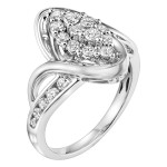 White Gold 3/ 4ct TDW Diamond Cluster Marquise Engagement Ring - Handcrafted By Name My Rings™