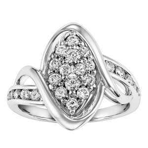 White Gold 3/ 4ct TDW Diamond Cluster Marquise Engagement Ring - Handcrafted By Name My Rings™