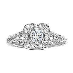 White Gold 3/ 4ct TDW Diamond Halo Engagement Ring - Handcrafted By Name My Rings™
