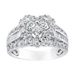 White Gold 3/4ct TDW Diamond Double Heart Engagement Ring - Handcrafted By Name My Rings™