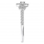 White Gold 5/ 8ct TDW Diamond 3-stone Halo Engagement Ring - Handcrafted By Name My Rings™