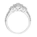 White Gold 5/ 8ct TDW Diamond 3-stone Halo Engagement Ring - Handcrafted By Name My Rings™