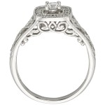 14kt White Gold 1/ 4ct TDW Diamond Halo Filigree Engagement Ring - Handcrafted By Name My Rings™