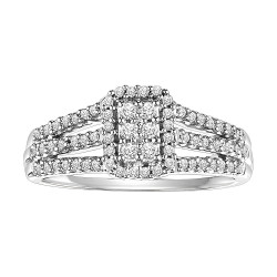 Sterling Silver 1/3ct TDW Emerald Three Row Diamond Ring - Handcrafted By Name My Rings™