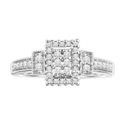 Sterling Silver 1/4ct TDW Emerald Diamond Ring - Handcrafted By Name My Rings™