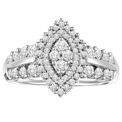 Sterling Silver 1ct TDW Marquise Diamond Ring - Handcrafted By Name My Rings™