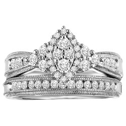 Sterling Silver 5/8ct TDW Marquise 2-Piece Diamond Bridal Set - Handcrafted By Name My Rings™