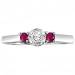 Sterling Silver Three Stone 1/6ct TDW Diamond and Ruby Ring - Handcrafted By Name My Rings™