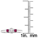 Sterling Silver Three Stone 1/6ct TDW Diamond and Ruby Ring - Handcrafted By Name My Rings™