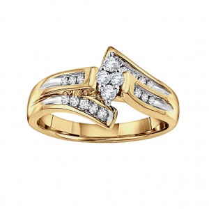Two-tone 10kt Gold 1/ 4ct TDW Diamond Cluster Engagement Ring - Handcrafted By Name My Rings™