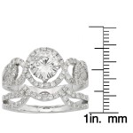 Charles & Colvard Gold 2.07 TGW Round Forever Brilliant Moissanite Halo Bridal Ring Set - Handcrafted By Name My Rings™