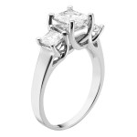 Charles & Colvard Gold 2.12 TGW Square Brilliant Classic Moissanite 3-Stone Ring - Handcrafted By Name My Rings™