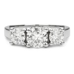 18ct Gold 2.70 TGW Round Forever Brilliant Moissanite 3-Stone Ring - Handcrafted By Name My Rings™