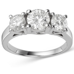 18ct Gold 2.70 TGW Round Forever Brilliant Moissanite 3-Stone Ring - Handcrafted By Name My Rings™