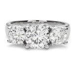 Charles & Colvard Gold 3 9/10ct DEW Round Forever Brilliant Moissanite 3-stone Ring - Handcrafted By Name My Rings™