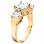 Charles & Colvard Gold 3.30 TGW Square Brilliant Classic Moissanite 3-Stone Ring - Handcrafted By Name My Rings™