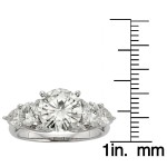 18ct Gold 4.10 TGW Round Forever Brilliant Moissanite Solitaire Ring with Sidestone - Handcrafted By Name My Rings™