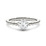 Charles & Colvard White Gold 0.80 TGW Forever Brilliant Moissanite Beaded Solitaire Ring - Handcrafted By Name My Rings™