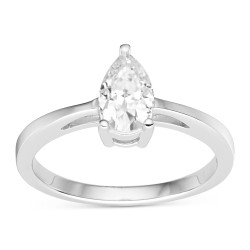 18ct White Gold 0.94 TGW Pear Forever Brilliant Moissanite Solitaire Ring - Handcrafted By Name My Rings™