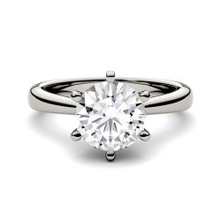 18ct White Gold 1 9/10ct DEW Forever One Round Colorless Moissanite Solitaire Ring - Handcrafted By Name My Rings™