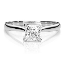 White Gold 1ct DEW Square Brilliant Forever One Near Colorless Moissanite Solitaire Ring - Handcrafted By Name My Rings™