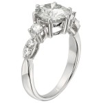 Charles & Colvard White Gold 2 1/4ct DEW Forever One Near Colorless Solitaire with Side Accents Engagement Ring - Handcrafted By Name My Rings™