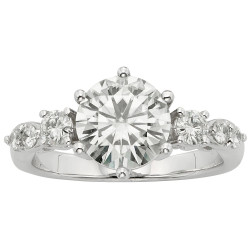 Charles & Colvard White Gold 2 1/4ct DEW Forever One Near Colorless Solitaire with Side Accents Engagement Ring - Handcrafted By Name My Rings™