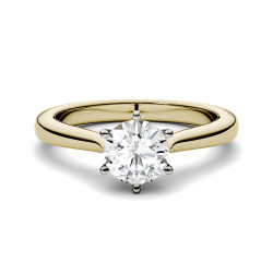 Charles & Colvard Gold 1ct DEW Forever One Round Colorless Moissanite Solitaire Ring - Handcrafted By Name My Rings™