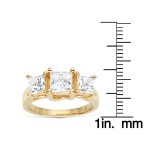 Charles & Colvard Gold 2.20 TGW Square Forever Brilliant Moissanite 3-Stone Ring - Handcrafted By Name My Rings™